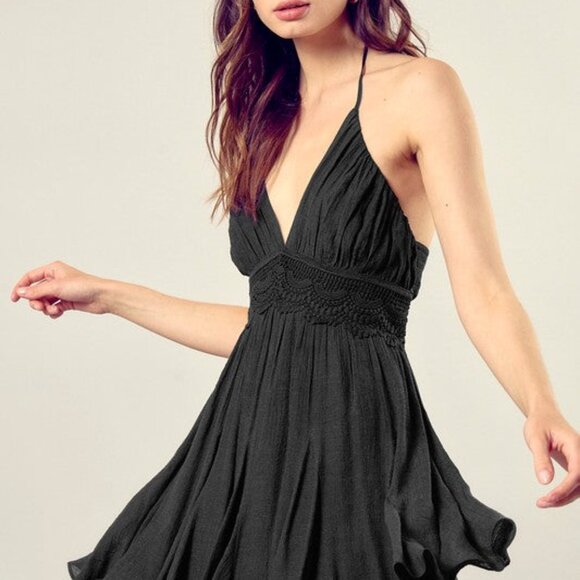 Lace Trim with Back Drawstring Dress - Picture 3 of 5